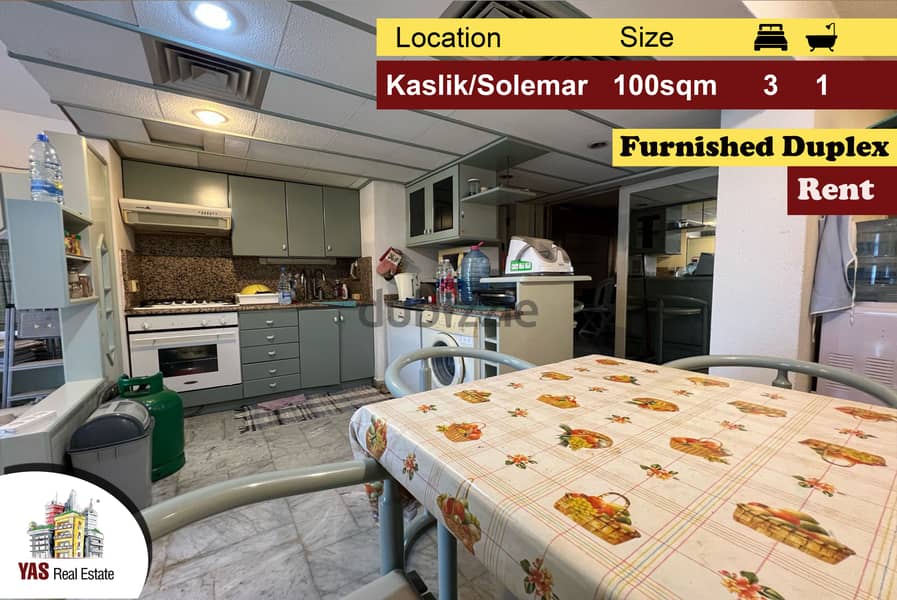 Kaslik/Solemar 100m2 | Rent |Furnished Duplex | Sea View | Classic |EH 0