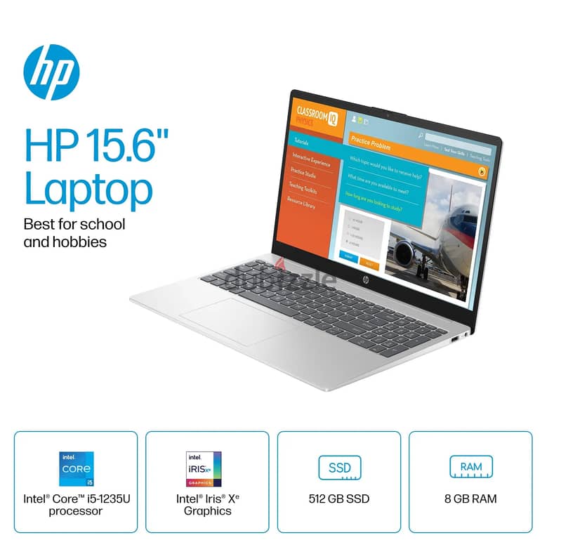 HP 15 laptop, i5-1235U, 8GB DDR4 RAM, 512 SSD NVMe, 15.6 inches HD Tou 8