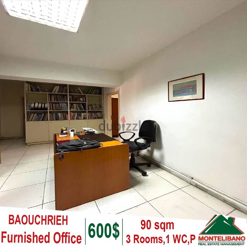 90 sqm Fully Furnished Office for rent in Baouchrieh !!! 0