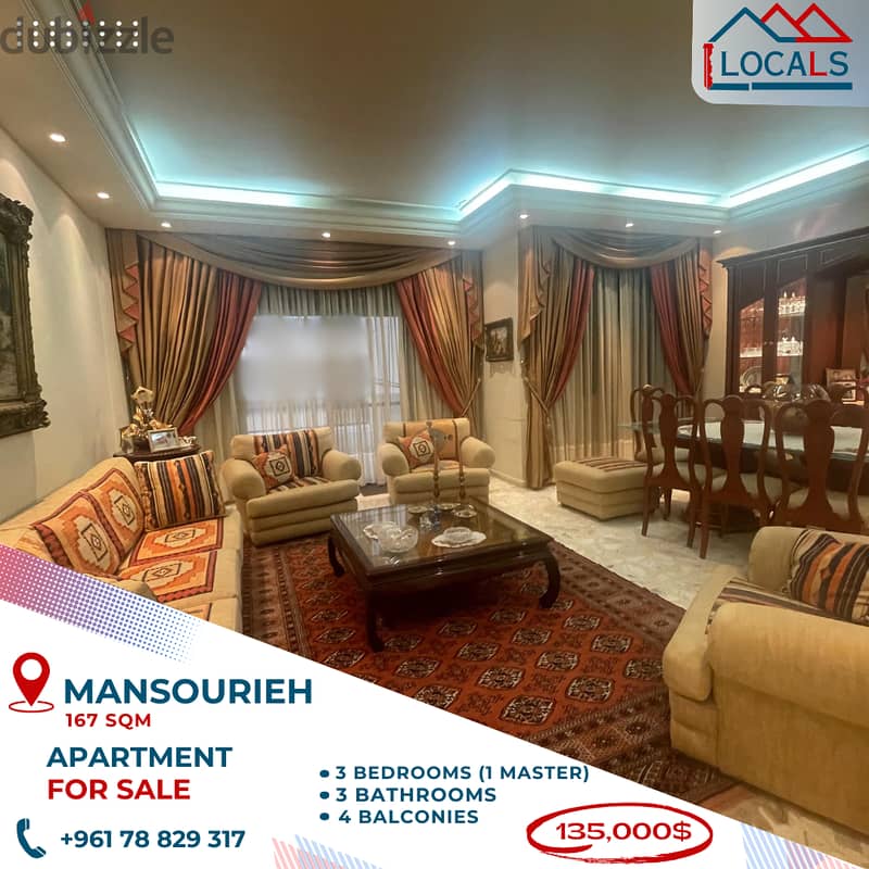 167 SQM Apartment For Sale in Mansourieh 0