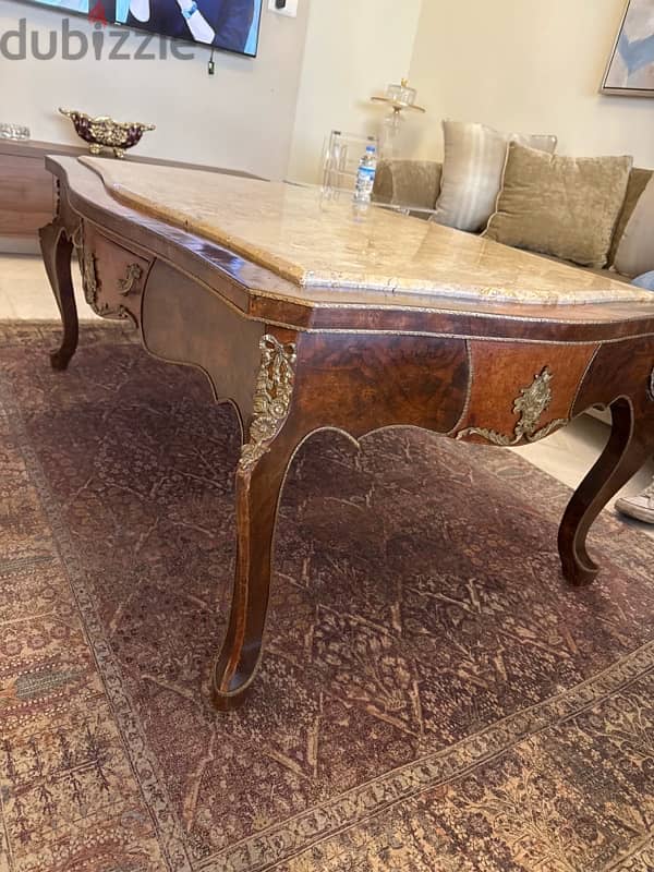 usee antique table with marble top 120x80 0