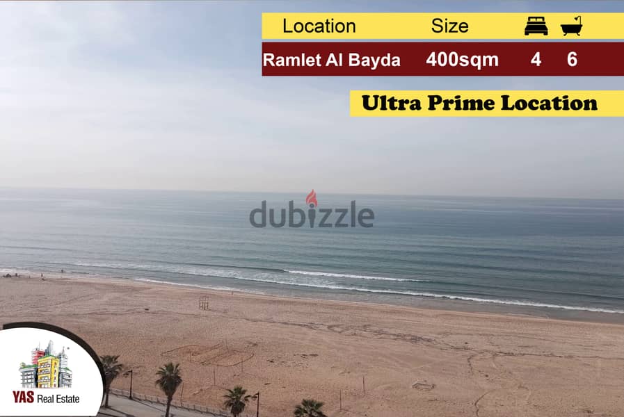 Ramlet Al Bayda 400m2 | Ultra prime location | Sea View | PA | 0