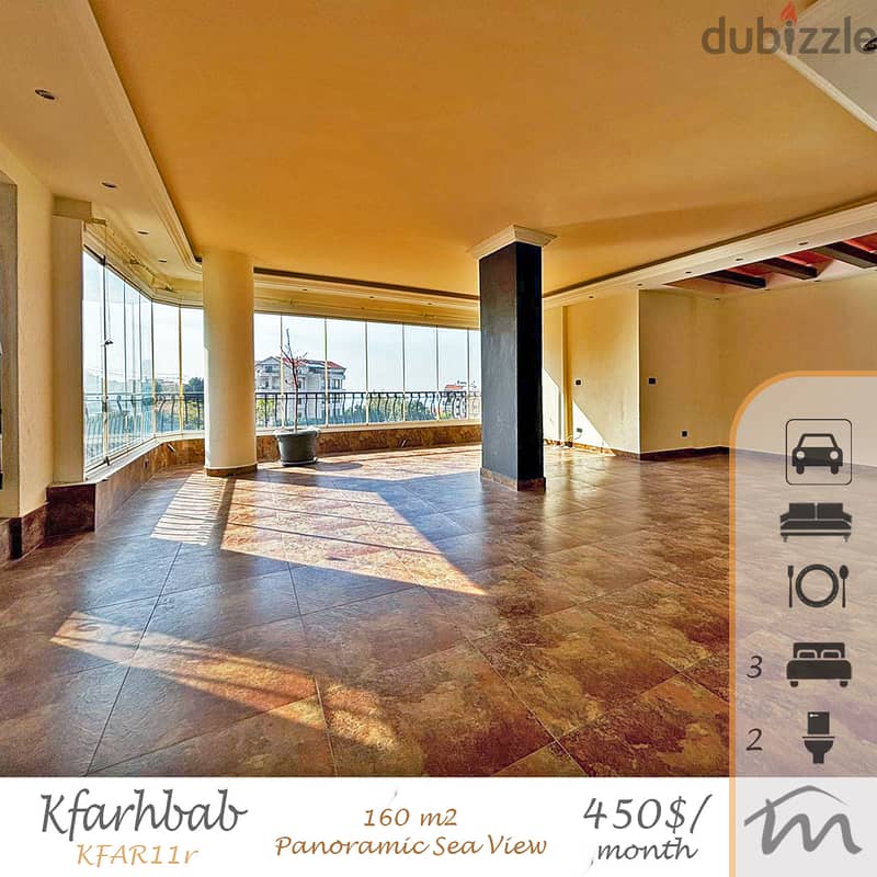 Kfarehbeb | 160m² 3 Bedrooms Apartment | Balcony | Panoramic Sea View 0