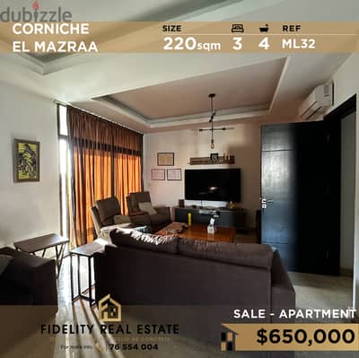 Apartment for sale in Corniche el mazraa ML32