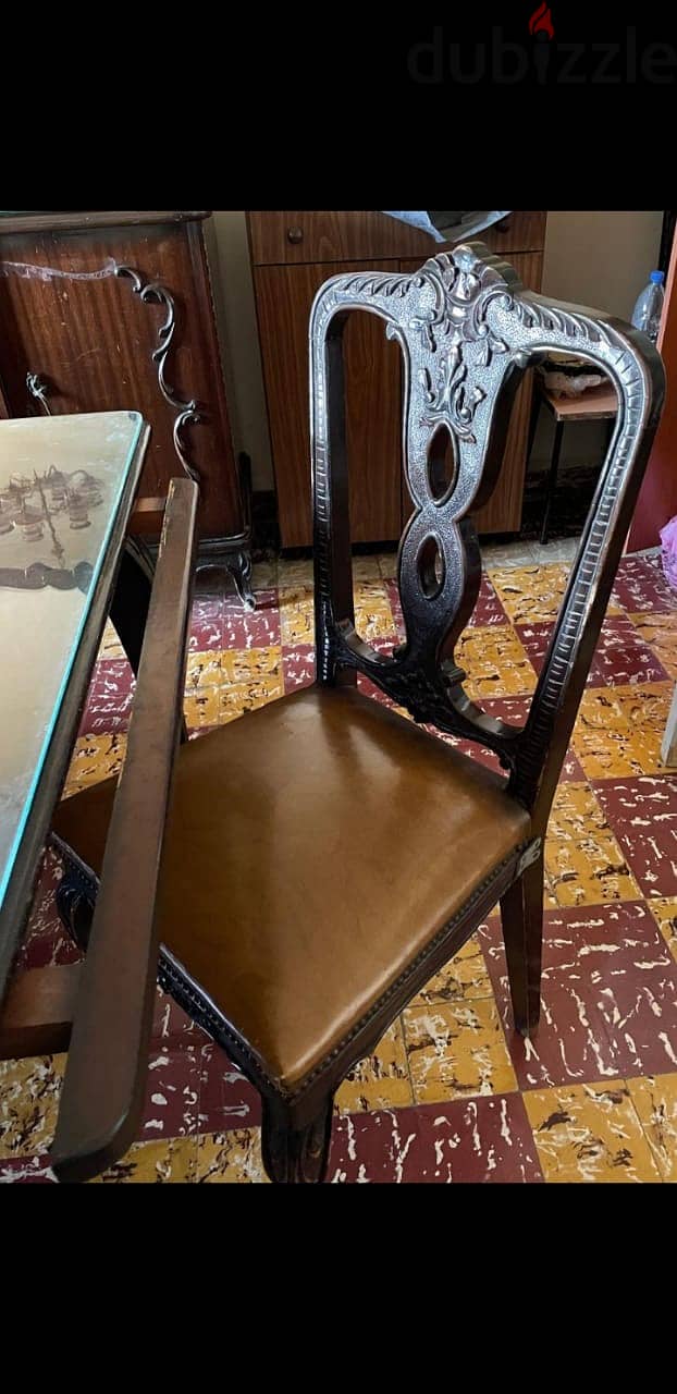 Old dining table with chairs and mirror table 2