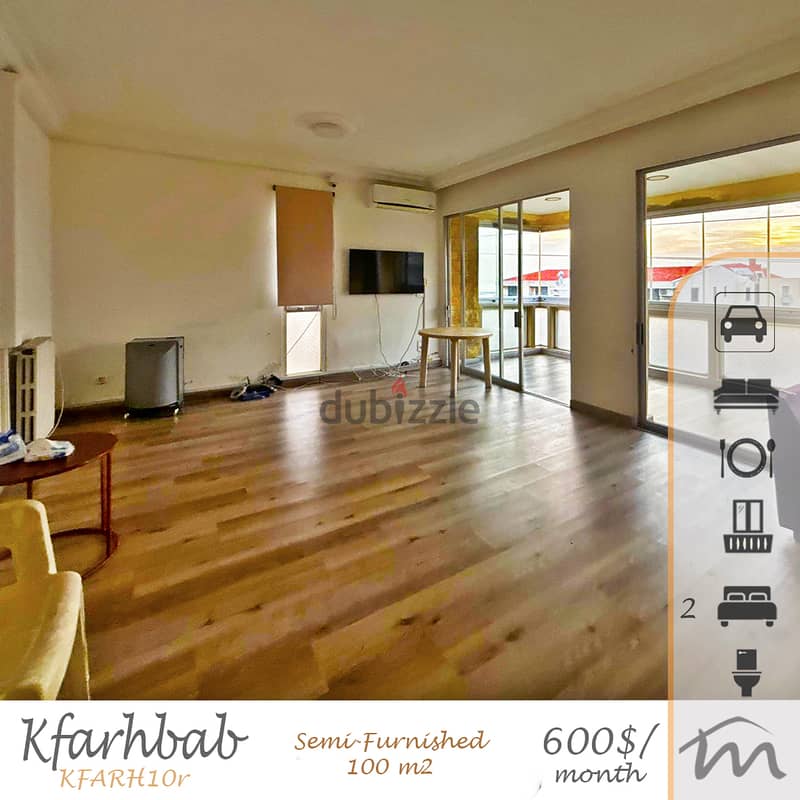 Kfarehbeb | Semi Furnished/Equipped 2 Bedrooms Apartment | Balconies 0