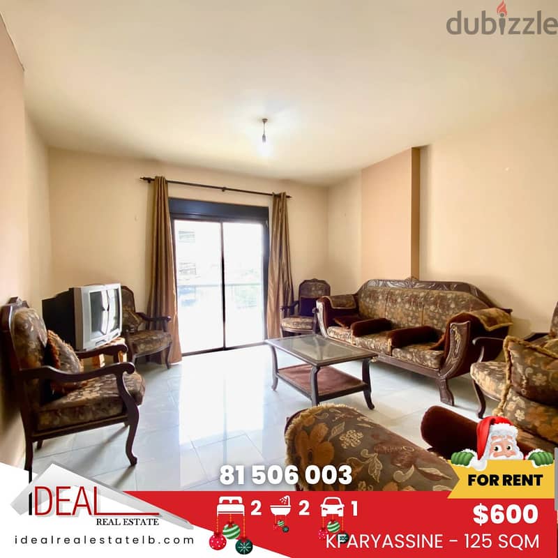 125 SQM Fully Furnished Apartment for Rent in Kfaryassine REF#CE22056 0