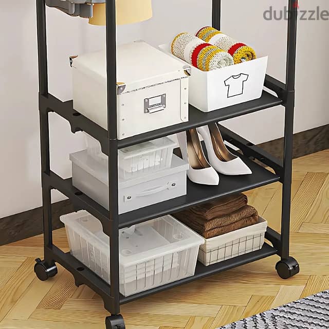 Minimalist Clothes Rack with 3 Shelves and Double Hanging Rods 3