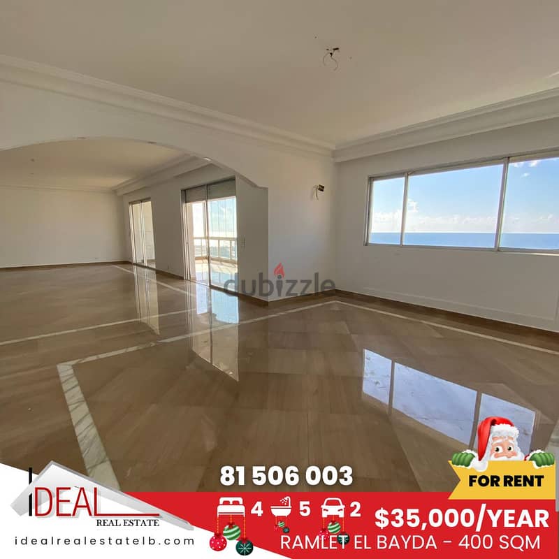 400 SQM Apartment for Rent in Ramlet el Bayda REF#AR11012 0