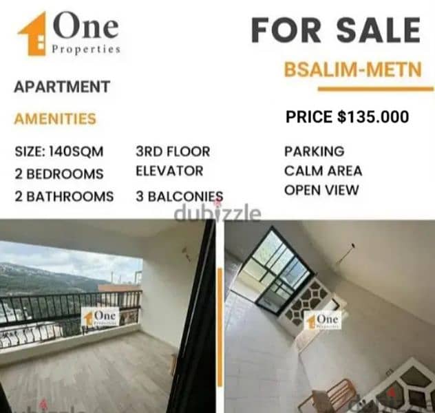 APARTMENT FOR SALE IN BSALIM-METN 0