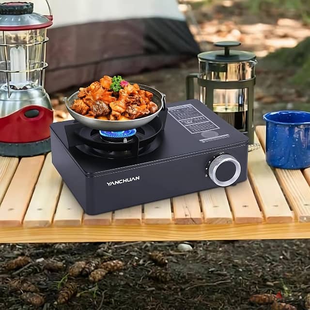 Modern Camping Stove with Adjustable Flame Knob & Travel Case 1