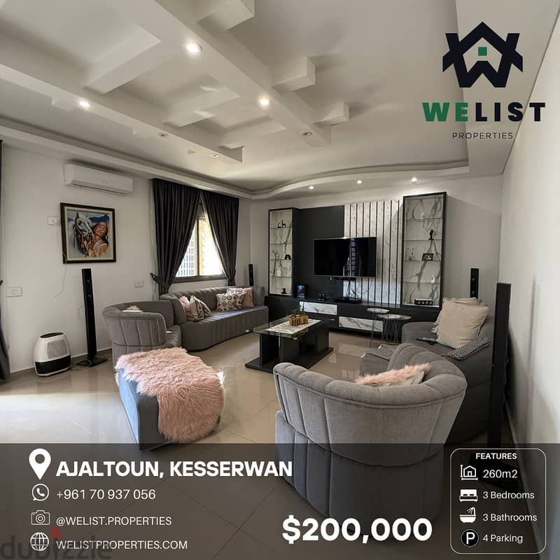 260sqm Simplex for sale in Ajaltoun  سيمبلكس للبيع في عجلتون 0