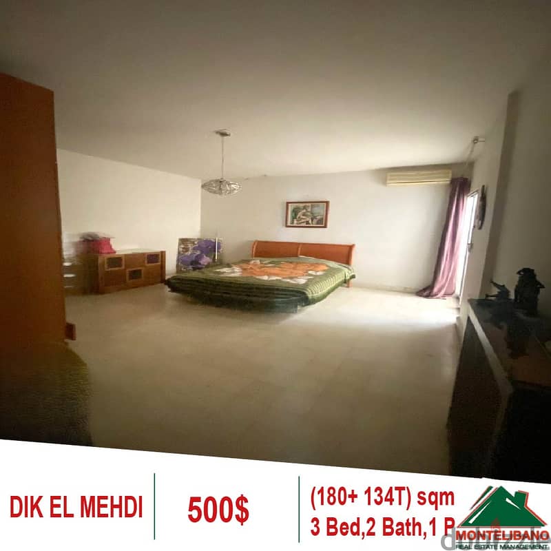 500$ Fully Furnished Apartment for rent in Dik El Mehdi 0