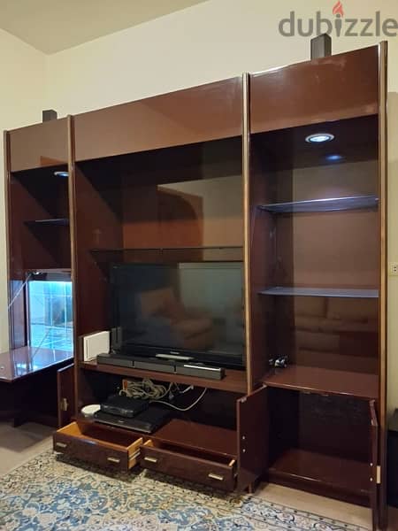 Brown TV unit and bar with light/black dresser vitrine 1