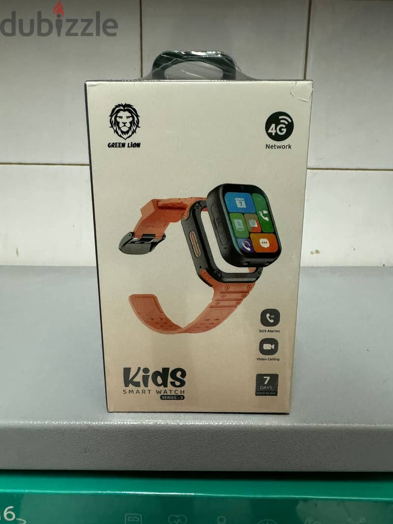 Green lion kids 4g smart watch with video calling series 3 orange exc 0