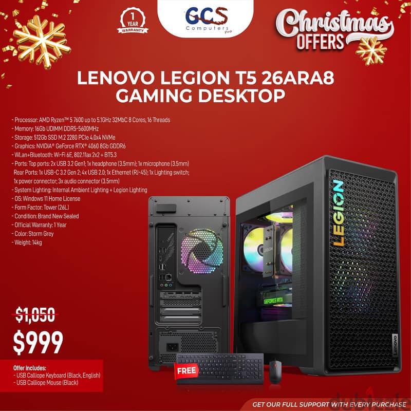 Lenovo Legion T5 26ARA8 Gaming Desktop 0