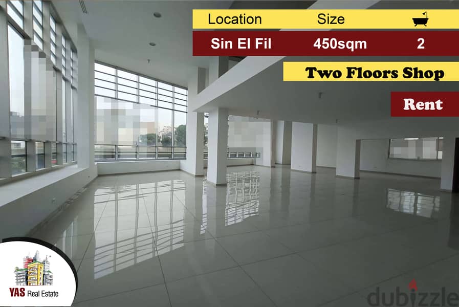 Sin El Fil 450m2 | Two Floors Office | Rent | Prime Location | AA/AMK 0