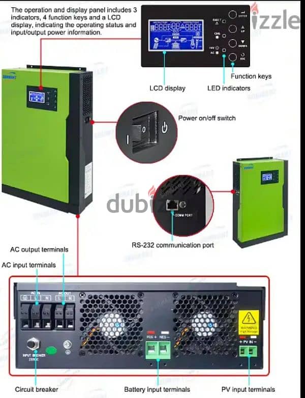 Sunmart 5500W 48V hybrid solar inverter with battery lithium 7.5 kw 8