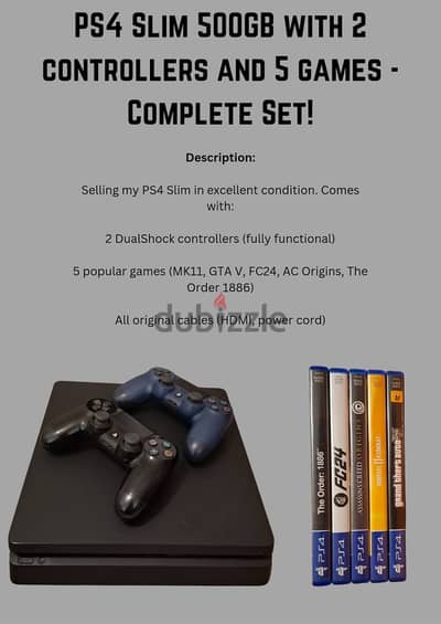 PS4 slim+2 controllers+ 6 games