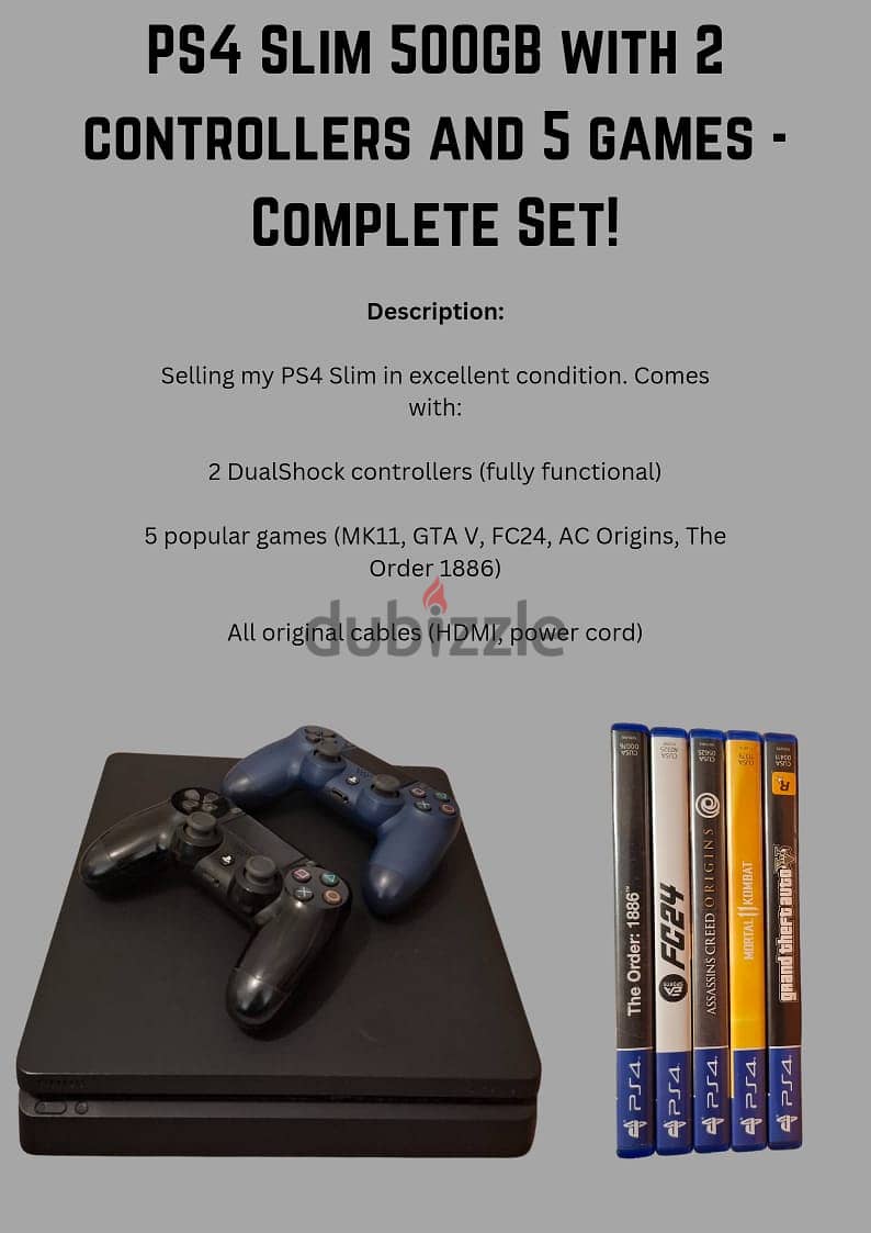 PS4 slim+2 controllers+ 6 games 0