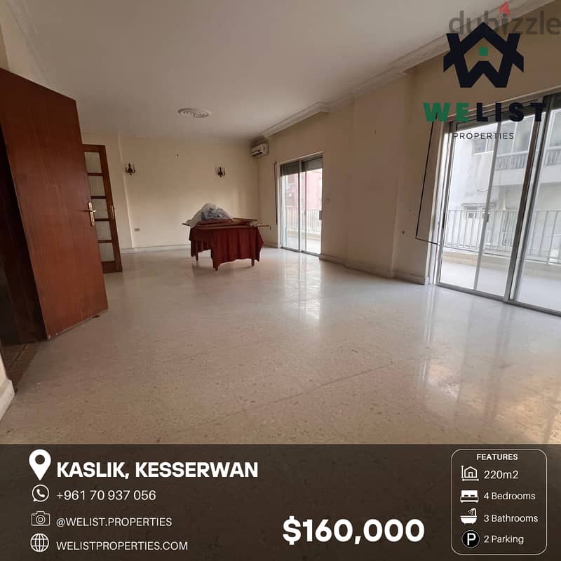 220sqm simplex for sale in Kaslik-Sarba  سيمبلكس للبيع في كسليك-صربا 0