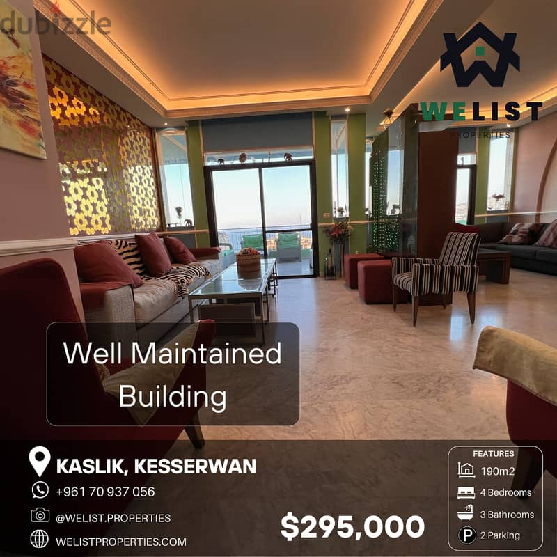 190sqm Simplex for sale in Kaslik  سيمبلكس للبيع في كسليك 0