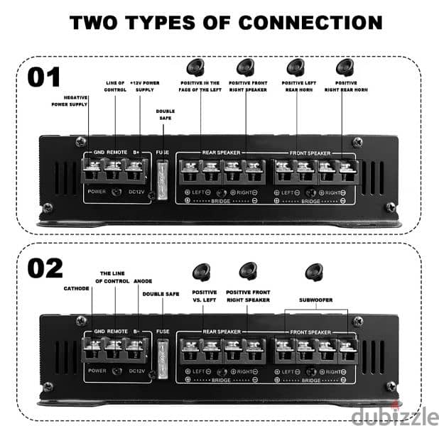 New 4 channels amplifier 500 rms per channel 1