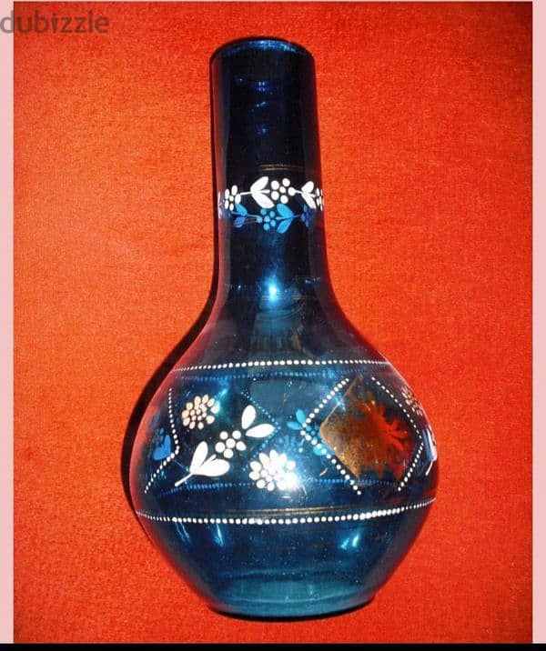 vintage glass ho-kah vase based hand painted.  pre-1920s 0