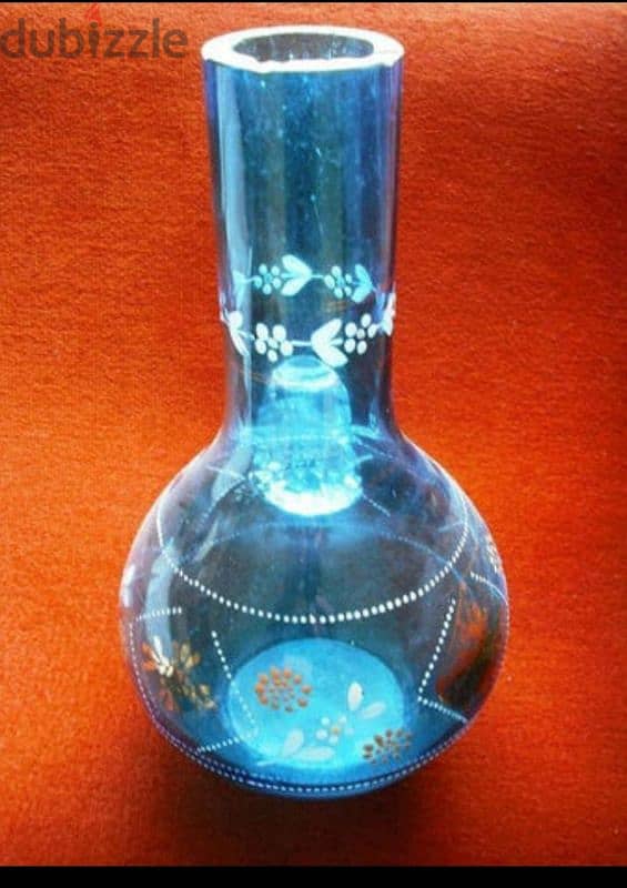 vintage glass ho-kah vase based hand painted.  pre-1920s 1