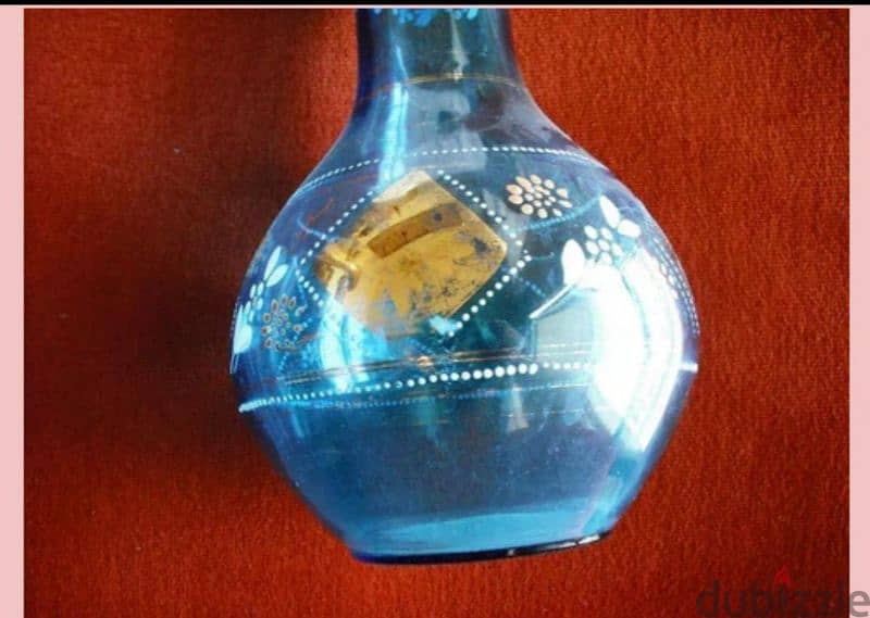 vintage glass ho-kah vase based hand painted.  pre-1920s 3