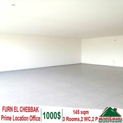 145 sqm Prime Location Office for rent in Furn El Chebbak !!!