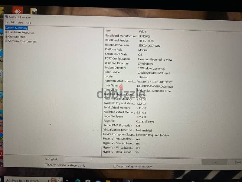 lenovo x64 based pc windows 10 pro 8.00Gb 0