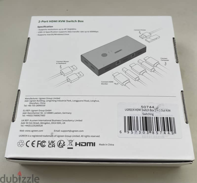 UGREEN KVM HDMI USB Switch | 2-Port HDMI 4K Switcher Box | 50744 1