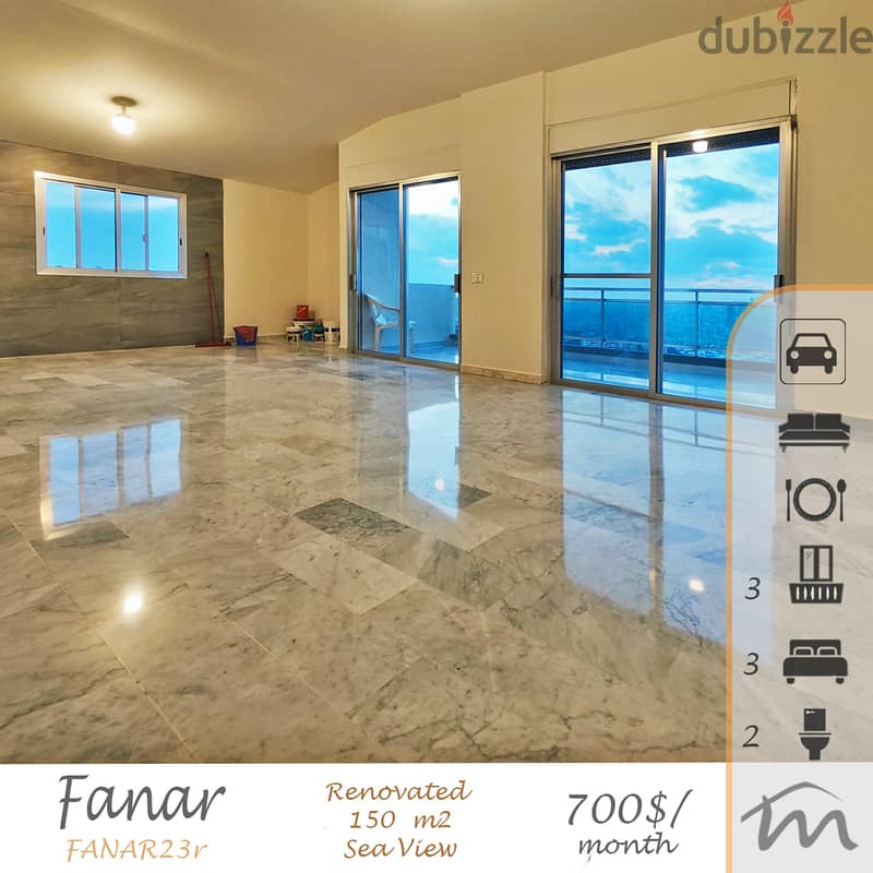 Fanar | Fully Renovated 150m² | 3 Balconies | Open Sea & Mountain View 0