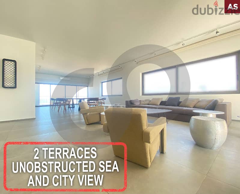 2 Terraces Unobstructed sea & city view-Gemmayze /جميزه  REF#AS115733 0