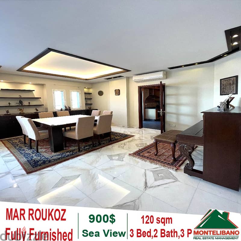 Fully Furnished 120 sqm Apartment for rent in Mar Roukoz with Sea View 0