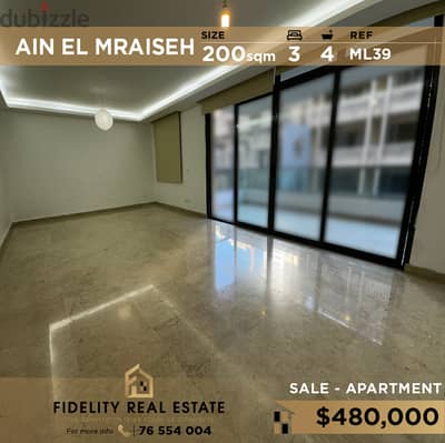 Apartment for sale in Ain el mraiseh ML39