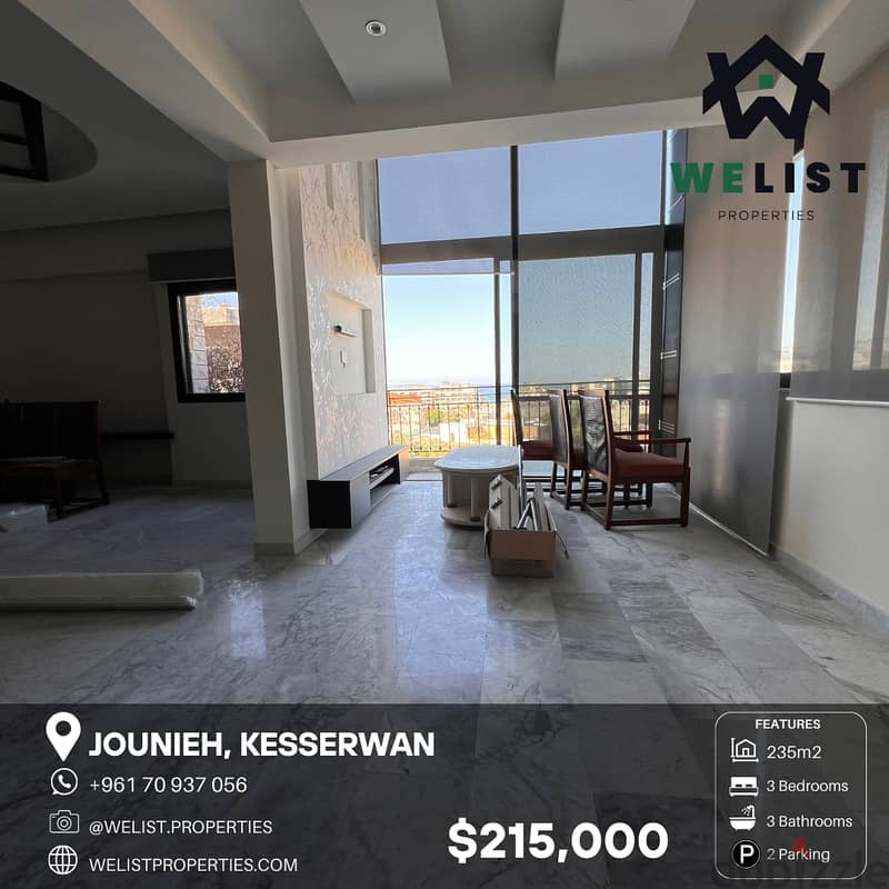 235sqm Duplex for sale in Jounieh  دوبلكس للبيع في جونيه 0