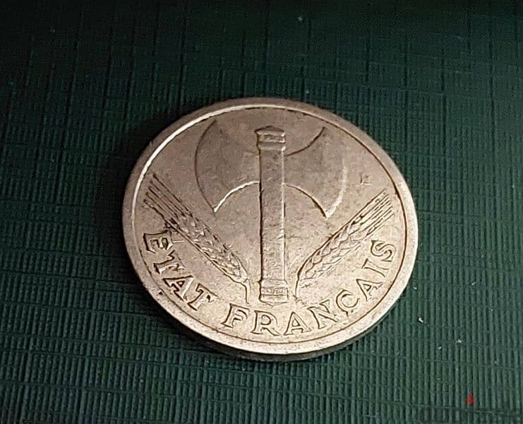 1943 France Vichy 1 Franc Bazor 4th Republic aluminium KM# 902 1