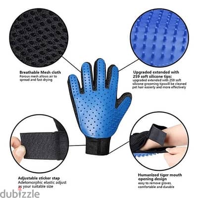 Pet hair remover glove brush (right hand)