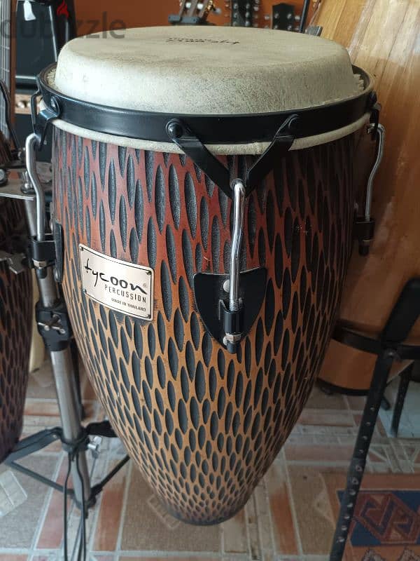 Tycoon chiseled Bongos/Congas set heavy oak wood buffalow skin 0