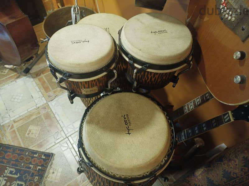 Tycoon chiseled Bongos/Congas set heavy oak wood buffalow skin 2