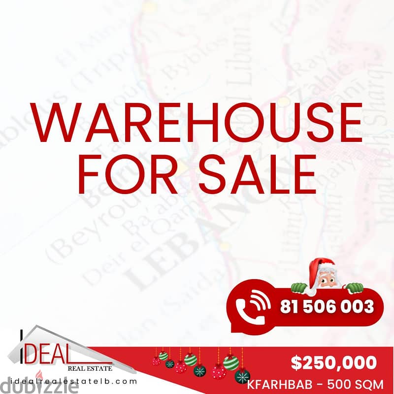 500 sqm Warehouse for Sale in Kfarhbab, Keserouane REF#FD18058 0