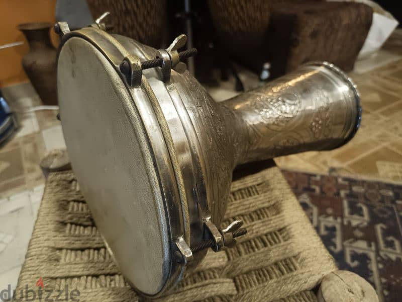 Antique hand engraved decorated turkish goblet drum 1