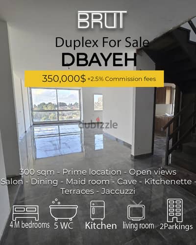 Amazing Duplex for sale in dbayeh with open sea and mountain view