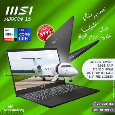 Msi Modern 15 B13M Core i9-13900h Iris Xe 15.6" Laptop