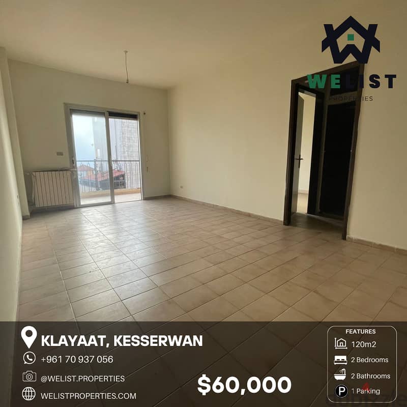 120sqm Apartment for sale in Klayaat  شقة للبيع بالقليعات 0