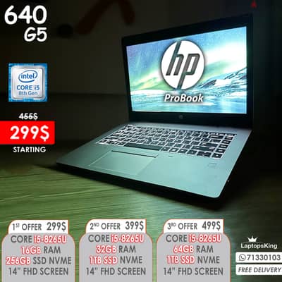 HP PROBOOK 640 G5 CORE i5-8265U 14" LAPTOPS