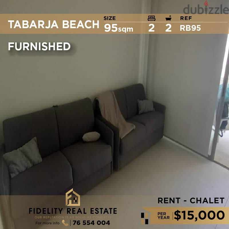 Chalet in Tabarja Beach furnished RB95 للإيجار في طبرجا مفروش 0