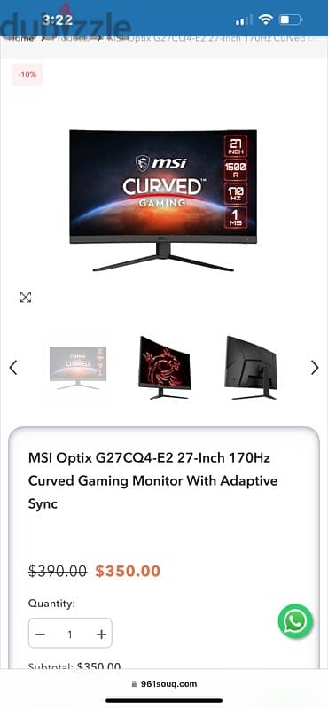 MSI Optix G27CQ4-E2 27-Inch 170Hz Curved Gaming Monitor 0